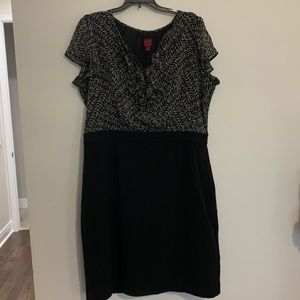 EUC BLACK & KHAKI Ruffle Front Dress